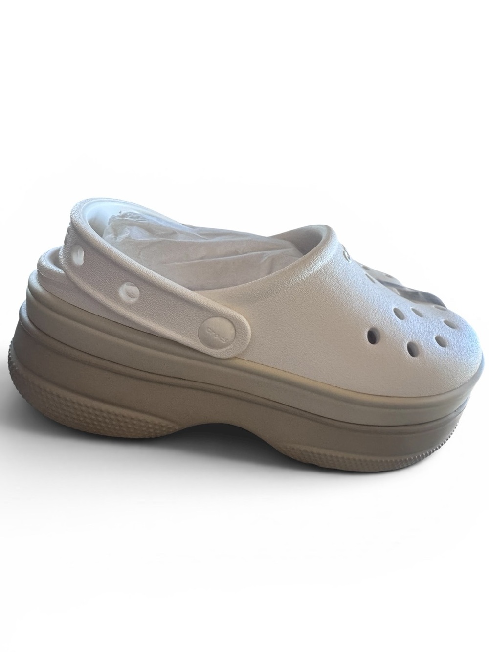 Crocs Classic Stacked Platform Clog Chalk Bone White M4/W6 NWT Elevated Clogs - Picture 6 of 11